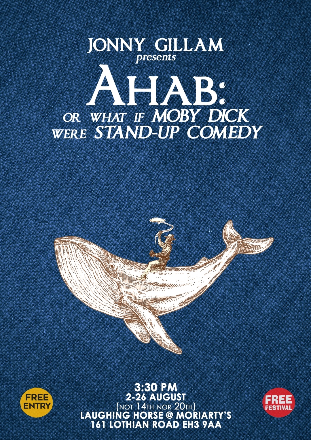 The poster for Ahab; or What If Moby Dick Were Stand-Up Comedy