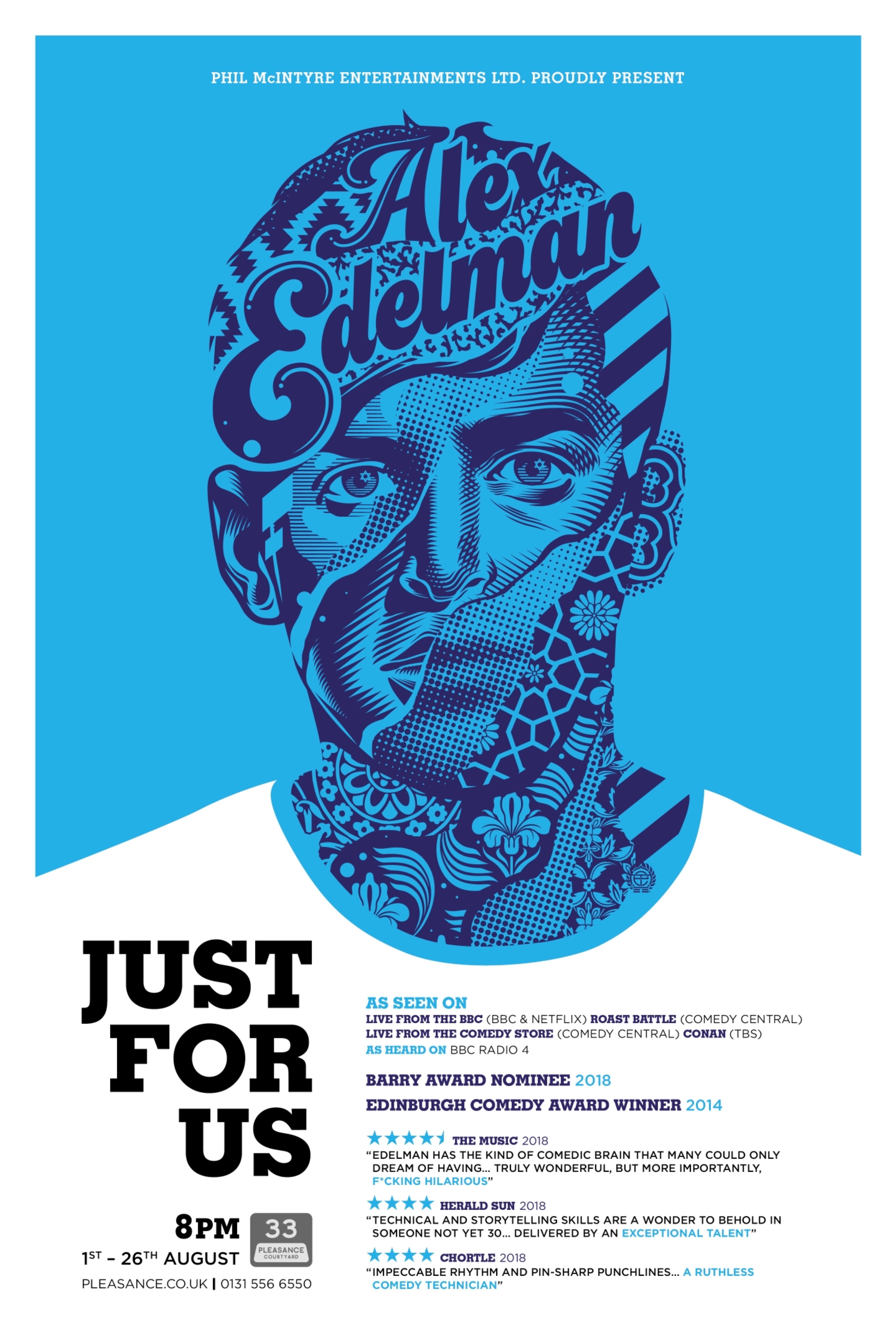 The poster for Alex Edelman: Just for Us