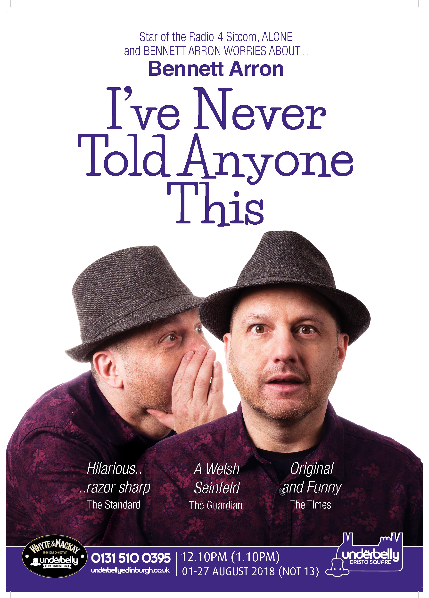 The poster for Bennett Arron: I've Never Told Anyone This