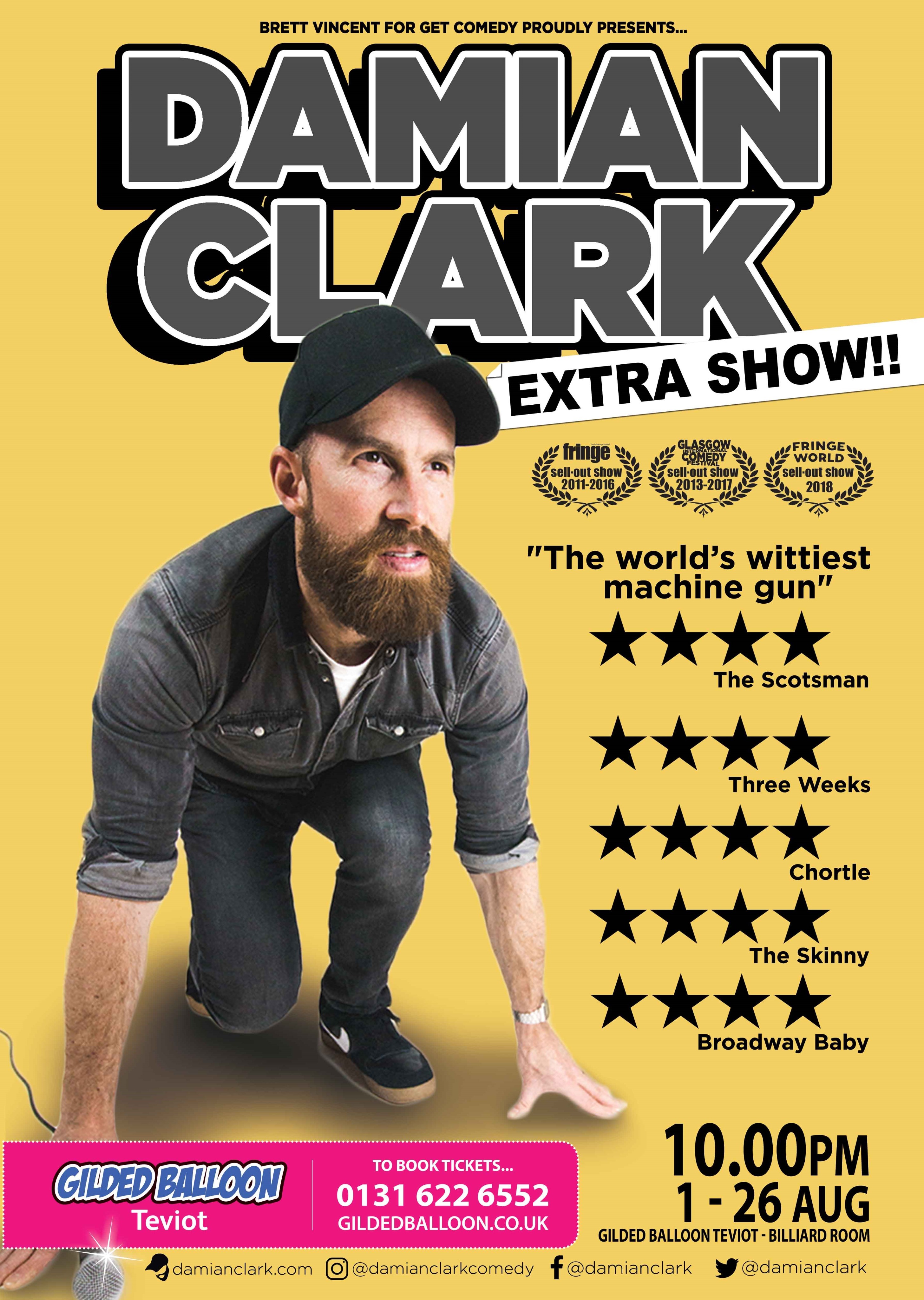 The poster for Damian Clark: Extra Show