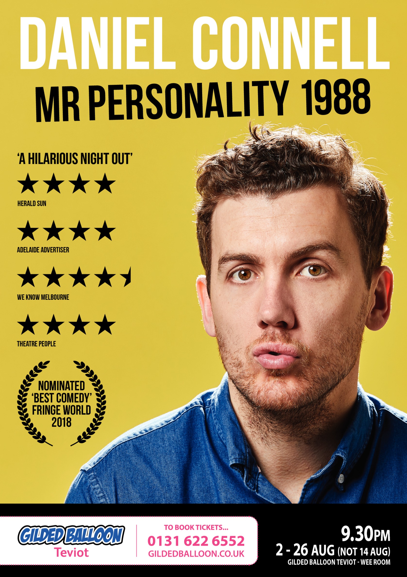 The poster for Daniel Connell: Mr Personality 1988