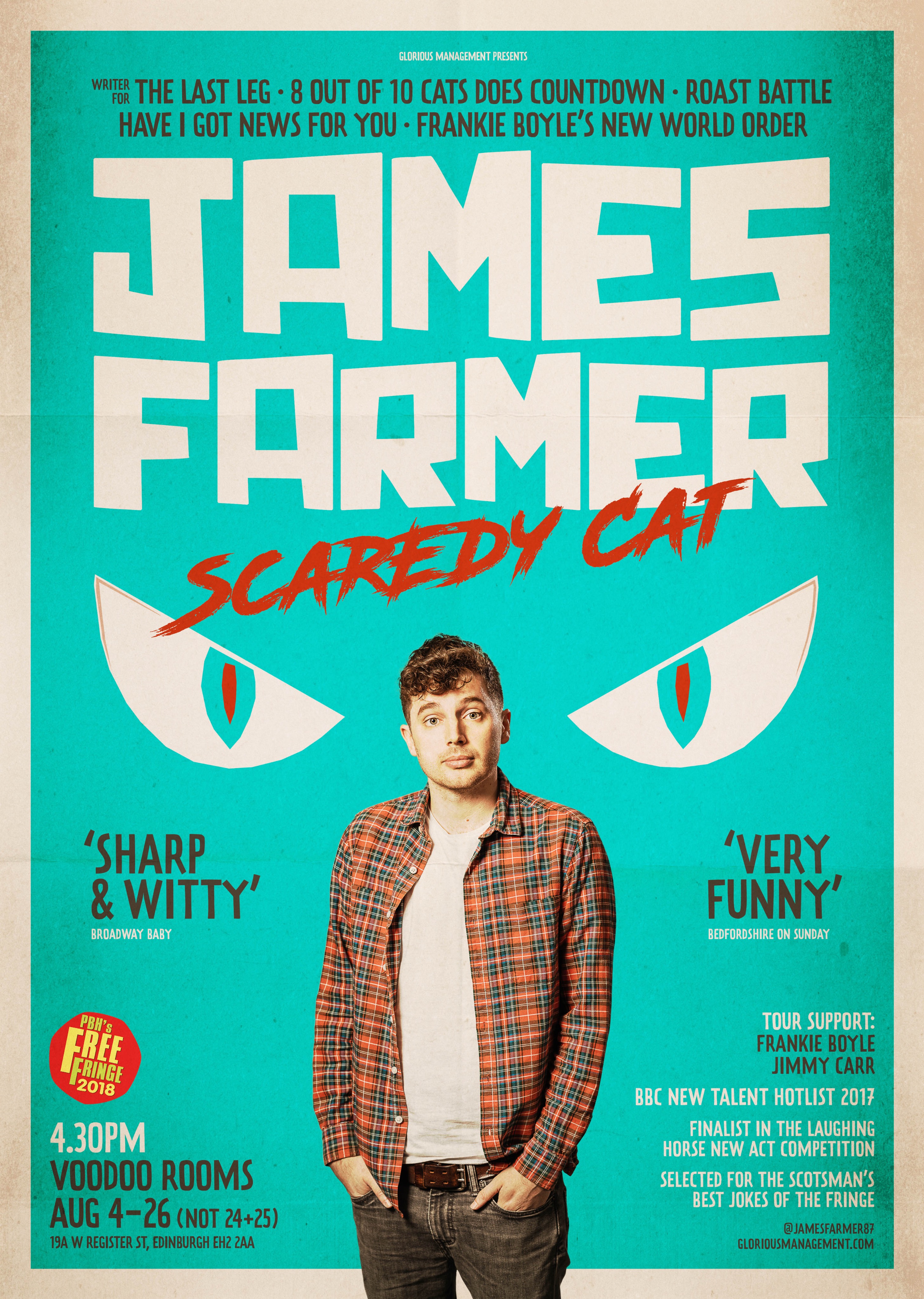 The poster for James Farmer - Scaredy Cat