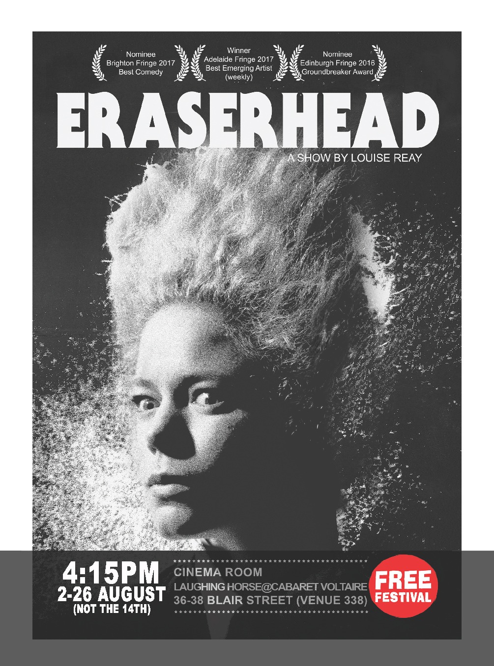 The poster for Louise Reay: Eraserhead