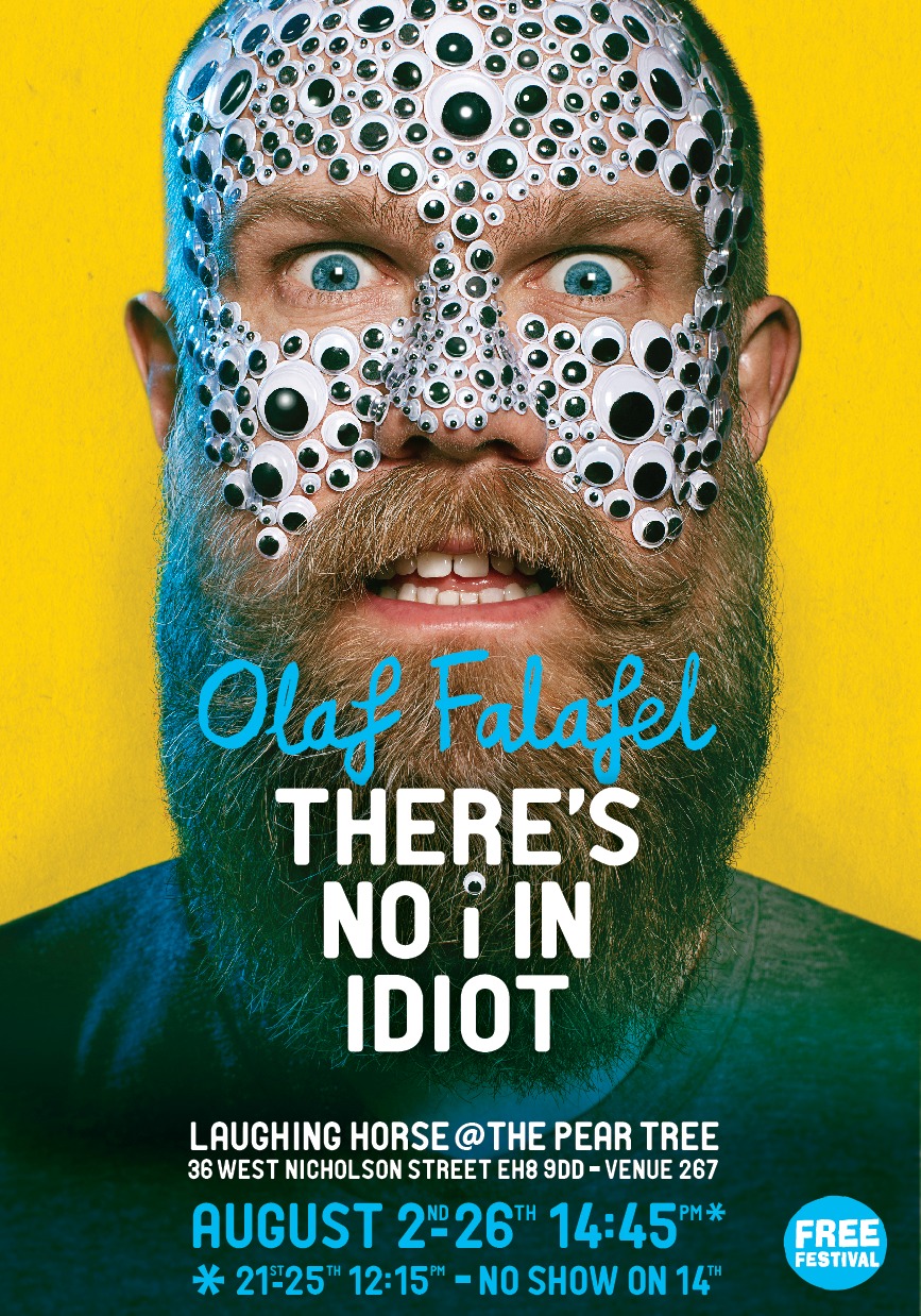 The poster for Olaf Falafel - There's no i in idiot