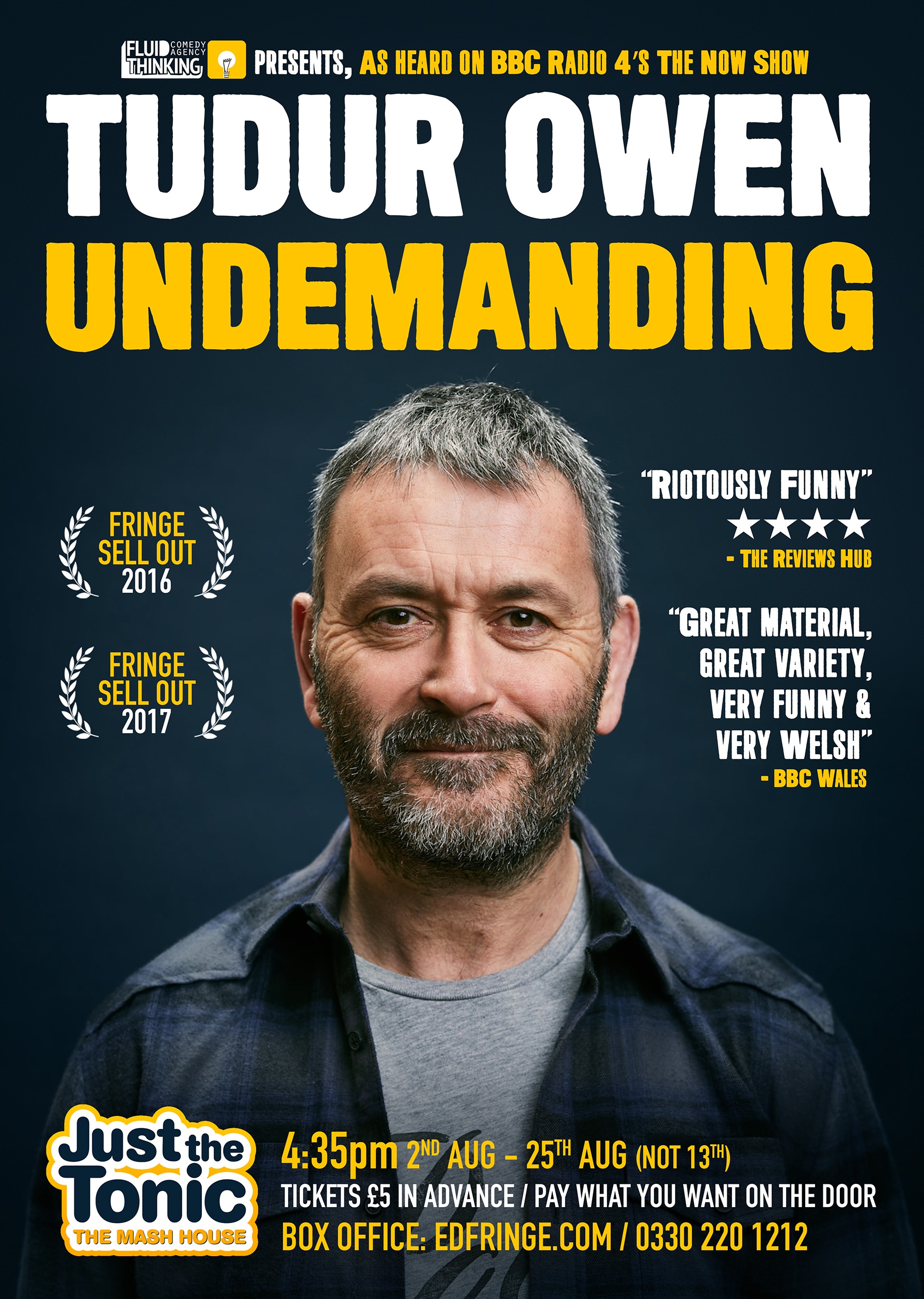 The poster for Tudur Owen: Undemanding