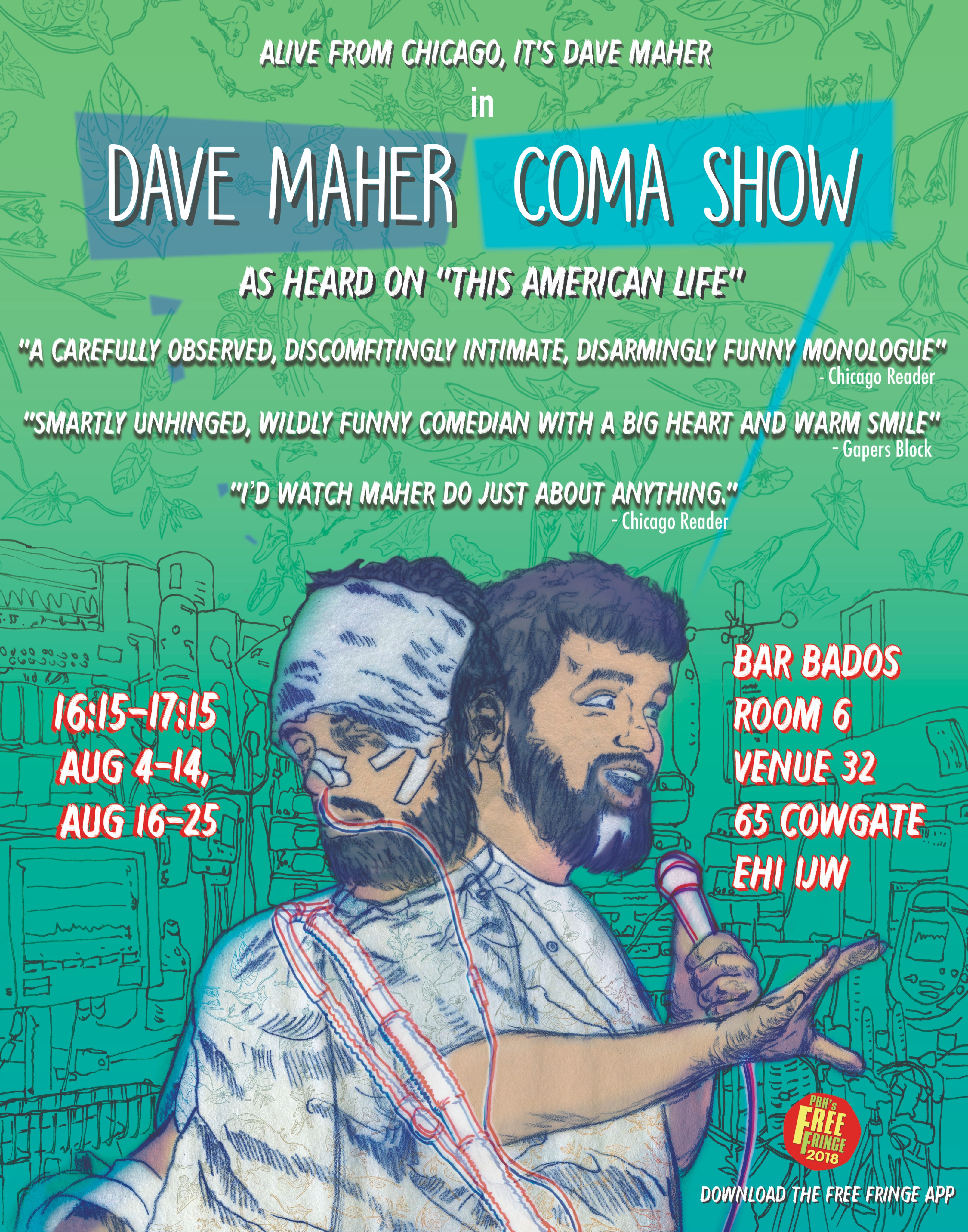 The poster for Dave Maher Coma Show
