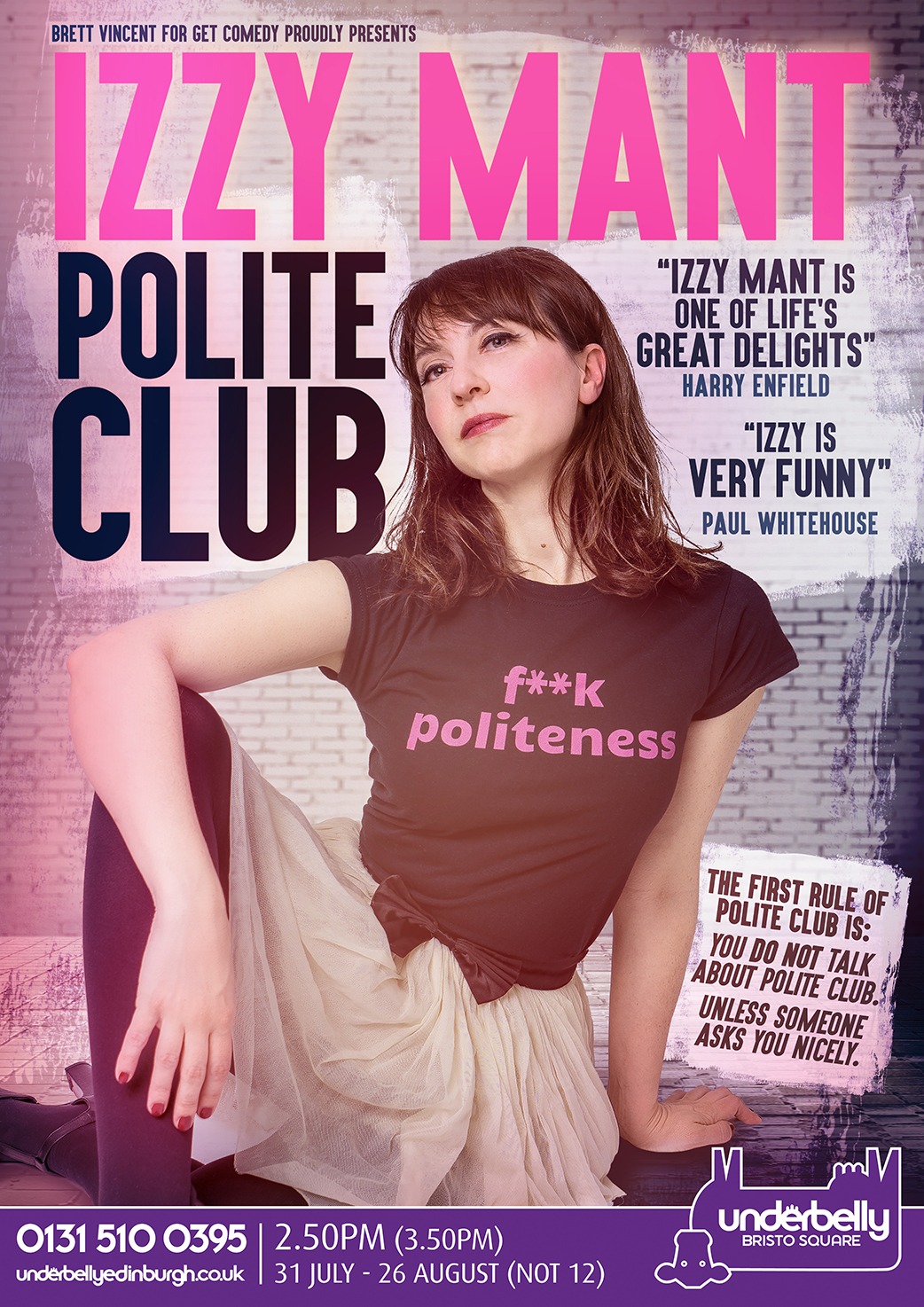 The poster for Izzy Mant: Polite Club