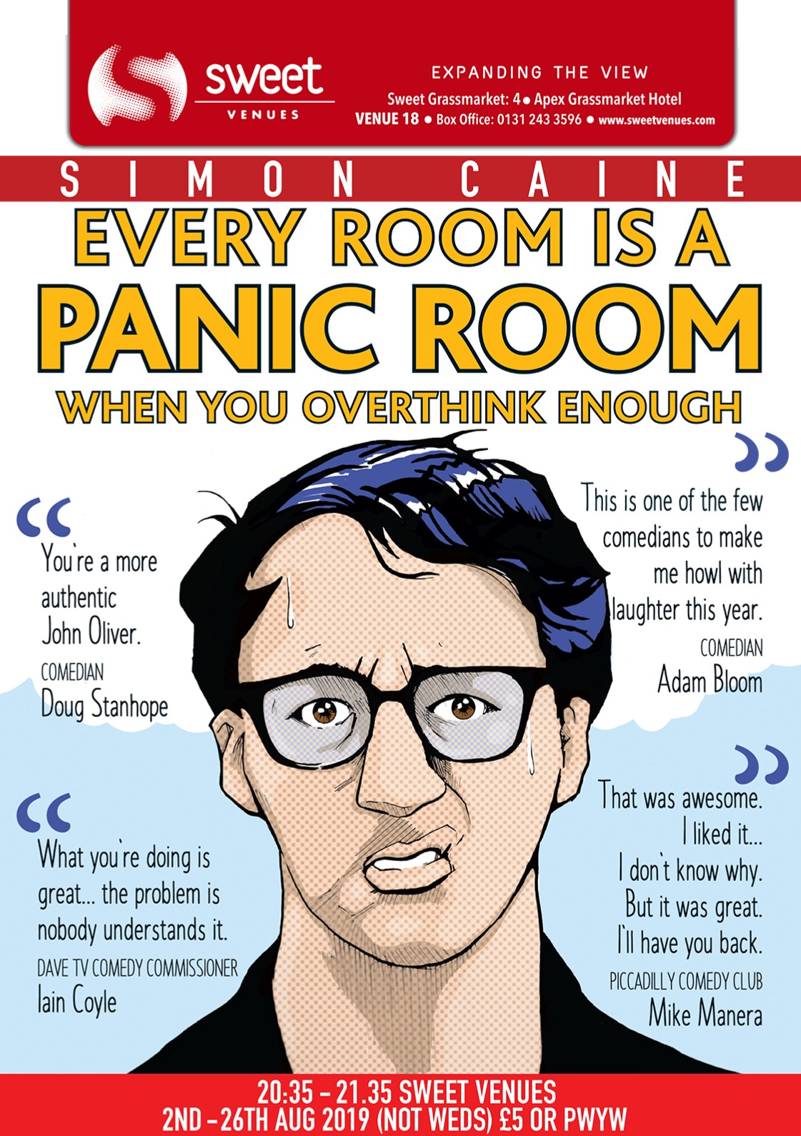 The poster for Simon Caine: Every Room Becomes a Panic Room When You Overthink Enough