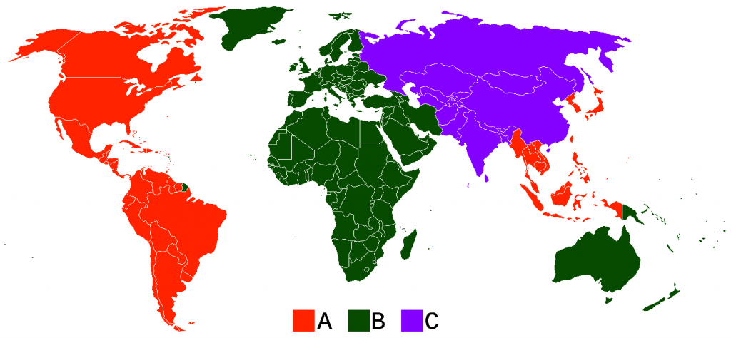 Map of Blu-ray regions