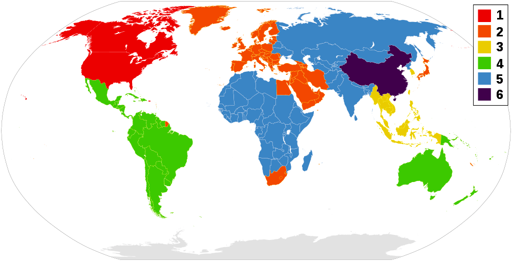 Map of DVD regions