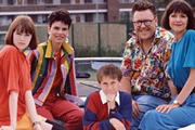 2point4 Children. Image shows from L to R: Jenny (Clare Woodgate), Rona (Julia Hills), David (John Pickard), Ben (Gary Olsen), Bill (Belinda Lang). Copyright: BBC