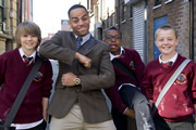 4 O'Clock Club. Image shows from L to R: Ryan (Oscar Lloyd), Nathan Carter (Ben Bailey Smith), Josh Carter (Khalil Madovi), Ash (Tom Rolinson). Copyright: BBC