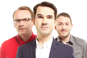 8 Out Of 10 Cats. Image shows from L to R: Sean Lock, Jimmy Carr, Jon Richardson. Copyright: Zeppotron