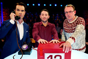 8 Out Of 10 Cats Does Countdown. Image shows from L to R: Jimmy Carr, Jon Richardson, Sean Lock. Copyright: ITV Studios / Zeppotron
