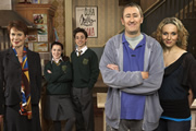 After You've Gone. Image shows from L to R: Diana Neal (Celia Imrie), Molly Venables (Dani Harmer), Alex Venables (Ryan Sampson), Jimmy Venables (Nicholas Lyndhurst), Siobhan Casey (Amanda Abbington). Copyright: BBC / Rude Boy Productions