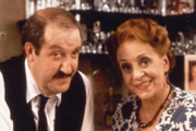 'Allo 'Allo!. Image shows from L to R: René François Artois (Gorden Kaye), Edith Melba Artois (Carmen Silvera). Copyright: BBC