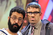 The Angelos Epithemiou Show. Image shows from L to R: Gupta (Adeel Akhtar), Angelos Epithemiou (Dan Skinner). Copyright: Pett Productions