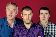 Ask Rhod Gilbert. Image shows from L to R: Greg Davies, Rhod Gilbert, Lloyd Langford. Copyright: Green Inc Film And Television