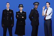 Babylon. Image shows from L to R: Richard Miller (James Nesbitt), Franklin (Nicola Walker), Charles Inglis (Paterson Joseph), Finn (Bertie Carvel). Copyright: Nightjack