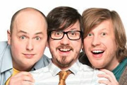 Badults. Image shows from L to R: Tom (Tom Parry), Matthew (Matthew Crosby), Ben (Ben Clark). Copyright: The Comedy Unit