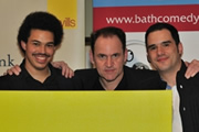 Bath Comedy Festival - New Act Competition Winners 2014. Image shows from L to R: Archie Maddocks, Geoff Whiting, Paul Revill