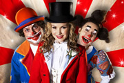 Big Top. Image shows from L to R: Geoff (John Thomson), Lizzie (Amanda Holden), Helen (Sophie Thompson). Copyright: Big Bear Films