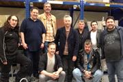 Billy Bragg - Handyman Blues. Image shows from L to R: Ross Noble, Johnny Vegas, Neil Morrissey, Samuel West, Billy Bragg, Stewart Lee, Phill Jupitus, Kevin Eldon, Ricky Grover