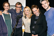 Births, Deaths And Marriages. Image shows from L to R: Anita (Sandy McDade), Malcolm Fox (David Schneider), Lorna (Sarah Hadland), Mary (Sally Bretton), Luke (Russell Tovey). Copyright: Unique Productions