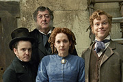 The Bleak Old Shop Of Stuff. Image shows from L to R: Fearshiver (Joshua McGuire), Malifax Skulkingworm (Stephen Fry), Conceptiva Secret-Past (Katherine Parkinson), Jedrington Secret-Past (Robert Webb). Copyright: BBC