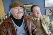 Bob Servant. Image shows from L to R: Bob Servant (Brian Cox), Frank (Jonathan Watson). Copyright: BBC