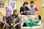 Citizen Khan. Image shows from L to R: Alia (Bhavna Limbachia), Mr Khan (Adil Ray), Shazia (Maya Sondhi), Amjad (Abdullah Afzal), Mrs Khan (Shobu Kapoor). Copyright: BBC