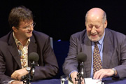 Clement Freud On Just A Minute: A Celebration. Image shows from L to R: Paul Merton, Clement Freud. Copyright: BBC