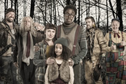 Cockroaches. Image shows from L to R: Felix (Tom Davis), Prime Minister (Robert Bathurst), Suze (Esther Smith), Laura (Jessica Emily Rose), Tom (Daniel Lawrence Taylor), Oscar (Jack Whitehall), Stevie (Nigel Planer). Copyright: Big Talk Productions