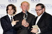 Image shows from L to R: Edgar Wright, Simon Pegg, Nick Frost