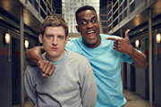 Crims. Image shows from L to R: Luke (Elis James), Jason (Kadiff Kirwan). Copyright: BBC