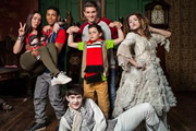 Dani's Castle. Image shows from L to R: Kait (Shannon Flynn), Jimmy (Kieran Alleyne), Gabriel (Niall Wright), Rich (Richard Wisker), Dylan (Toby Murray), Esme (Jordan Brown). Copyright: The Foundation