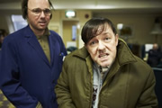 Derek. Image shows from L to R: Dougie (Karl Pilkington), Derek (Ricky Gervais). Copyright: Derek Productions