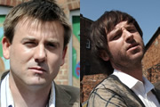 Dog Dazed Afternoon. Image shows from L to R: Mickey (Graeme Hawley), Liam (Carl Rice). Copyright: BBC