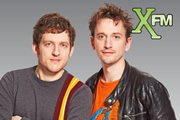 Elis James and John Robins on XFM. Image shows from L to R: Elis James, John Robins