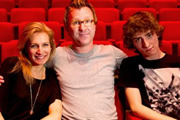 Father Figure. Image shows from L to R: Elaine Whyte (Lucy Montgomery), Tom Whyte (Jason Byrne), Dylan Whyte (Dominic Applewhite). Copyright: BBC