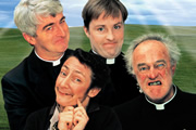 Father Ted. Image shows from L to R: Father Ted Crilly (Dermot Morgan), Mrs Doyle (Pauline McLynn), Father Dougal McGuire (Ardal O'Hanlon), Father Jack Hackett (Frank Kelly). Copyright: Hat Trick Productions