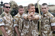 Gary: Tank Commander. Image shows from L to R: Jacko (Robert Jack), Charlie (Scott Fletcher), Gary McLintoch (Greg McHugh), Adam (Paul-James Corrigan). Copyright: The Comedy Unit