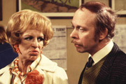 George & Mildred. Image shows from L to R: Mildred Roper (Yootha Joyce), George Roper (Brian Murphy). Copyright: Thames Television