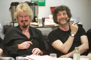 Good Omens. Image shows from L to R: Dirk Maggs, Neil Gaiman. Copyright: BBC