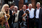 Graham Chapman's Blue Plaque Unveiling. Image shows from L to R: Carol Cleveland, Ben Timlett, Barry Cryer, Bill Jones, Terry Jones, Michael Palin, Jeff Simpson