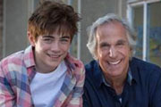 Hank Zipzer. Image shows from L to R: Hank Zipzer (Nick James), Mr Rock (Henry Winkler). Copyright: Kindle Entertainment