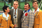 Hi-De-Hi!. Image shows from L to R: Gladys Pugh (Ruth Madoc), Jeffrey Fairbrother (Simon Cadell), Ted Bovis (Paul Shane), Spike Dixon (Jeffrey Holland). Copyright: BBC