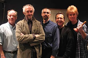 The Hitchhiker's Guide To The Galaxy. Image shows from L to R: Ford Prefect (Geoffrey McGivern), Zarniwoop (Jonathan Pryce), Eddie (Roger Gregg). Copyright: BBC / Above The Title Productions