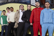 The Hooligan Factory. Image shows from L to R: Weasel (Josef Altin), Trumpet (Morgan Watkins), Midnight (Ray Fearon), Old Bill (Steven O'Donnell), Bullet (Tom Burke), Dex (Nick Nevern), Danny (Jason Maza). Copyright: Altitude Film Entertainment