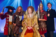 Horrible Histories. Image shows from L to R: Jim Howick, Simon Farnaby, Martha Howe-Douglas, Mathew Baynton, Ben Willbond. Copyright: Lion Television / Citrus Television